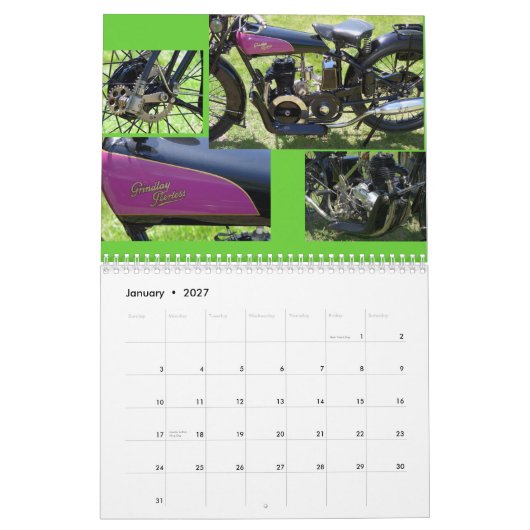 Klassische antike Motorräder Kalender (Jan 2027)
