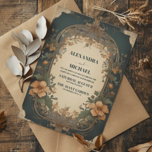 Klassische Antike Vintage Art Nouveau Florale Hoch Einladung