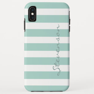 Klassische Aqua-Minze Stripes das mit Monogramm iPhone XS Max Hülle