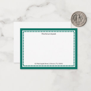 Klassische Aquamarine grüne Grenze und Mit Monogra Mitteilungskarte