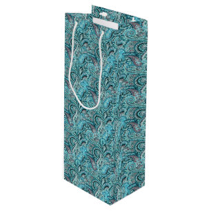 Klassische aquamarine Paisley-Wein-Geschenk-Tasche Geschenktüte Für Weinflaschen