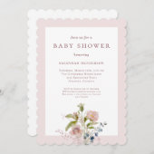 Klassische Aquarell Wildblume Rosa Kinderdusche Einladung (Vorne/Hinten)