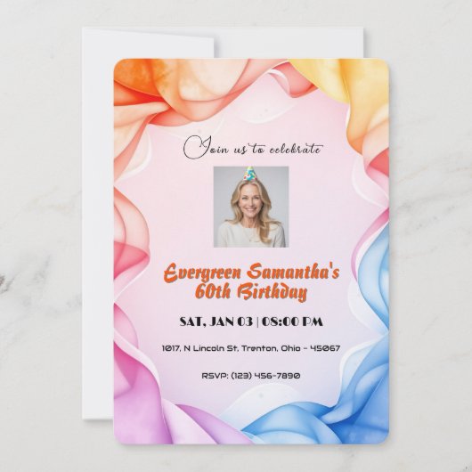 Klassische Aquarellbilder Geburtstag Personalisier Einladung (Vorderseite)