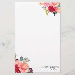 Klassische Aquarellfarben-Blume Personalisiert Sta Briefpapier