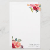 Klassische Aquarellfarben-Blume Personalisiert Sta Briefpapier (Vorne/Hinten)