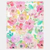 Klassische Aquarellmalerei mit Blumenmuster Fleecedecke (Vorderseite)