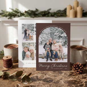 Klassische Arch Frohe Weihnachten Fotokarte Braun