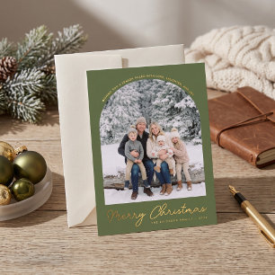 Klassische Arch Weihnachtsgrüße Fotokarte Moosgrün Folien Feiertagskarte
