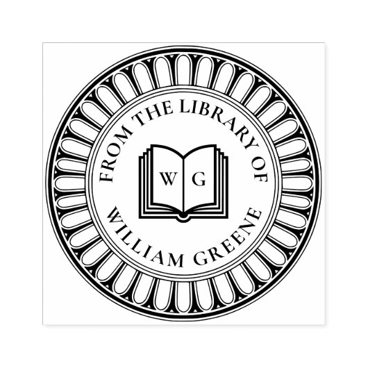 Klassische Architektur Holzmonogramm Ex Libris Gummistempel (Prägung)