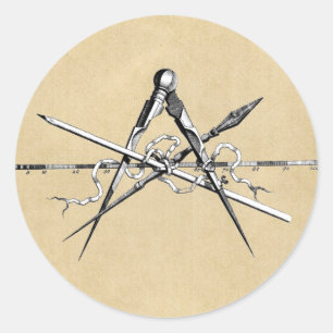 Klassische Architektur-zeichnenwerkzeuge Runder Aufkleber