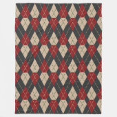 Klassische Argyle-Muster-Fleece-Decke in Burgund Fleecedecke (Vorderseite)