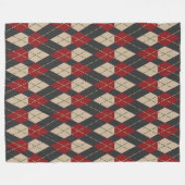 Klassische Argyle-Muster-Fleece-Decke in Burgund Fleecedecke (Vorderseite (Horizontal))