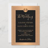 Klassische Art Deco Glasur Schwarzes Gold Hochzeit Einladung (Vorderseite)