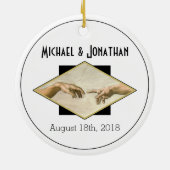 Klassische Art Gay Wedding Keepake Keramik Ornament (Hinten)