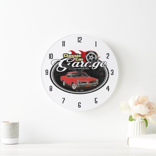 Klassische Autogarage GTO Große Wanduhr (Zuhause)