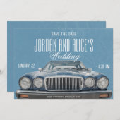 Klassische Autohochzeit Save The Date (Vorne/Hinten)