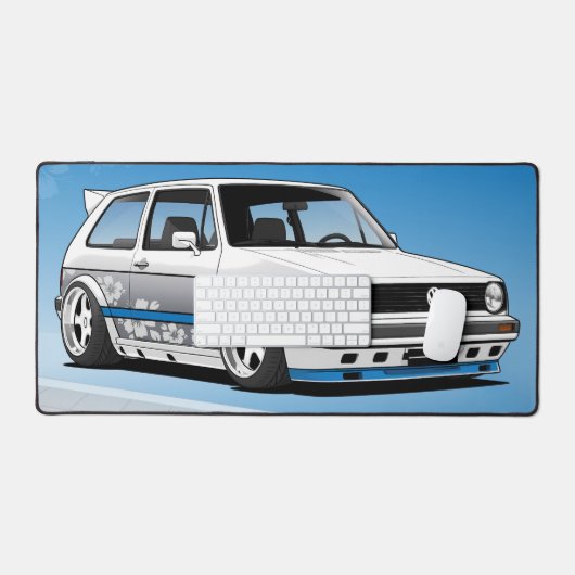 Klassische Autokultur, Custom Golf Weiß Blume Schreibtischunterlage (Tastatur & Maus)