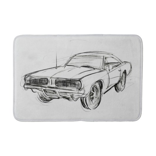Klassische Automobilskizze IV Badematte (Vorderseite)