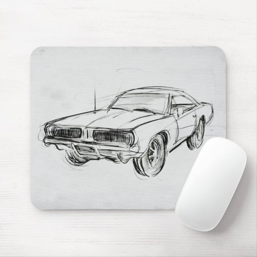 Klassische Automobilskizze IV Mousepad (Mit Mouse)