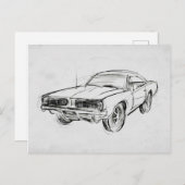 Klassische Automobilskizze IV Postkarte (Vorne/Hinten)