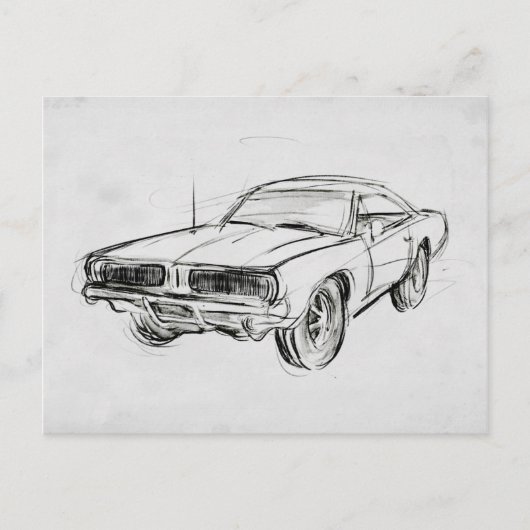 Klassische Automobilskizze IV Postkarte (Vorderseite)