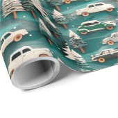 Klassische Autos auf festem Verpackungspapier Geschenkpapier (Rolleneckpunkt)