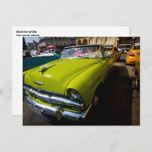 Klassische Autos aus Kuba Lime Green Convertible Postkarte (Vorne/Hinten)