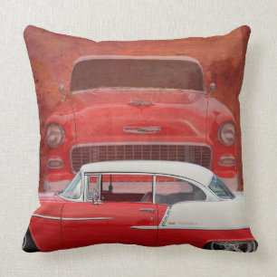 Klassische Autos Chevy Bel Air Dodge Rot Weiß Vint Kissen
