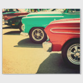 Klassische Autos, geparkt in einem Ruderwagen, Vin Geschenkpapier (Flach)