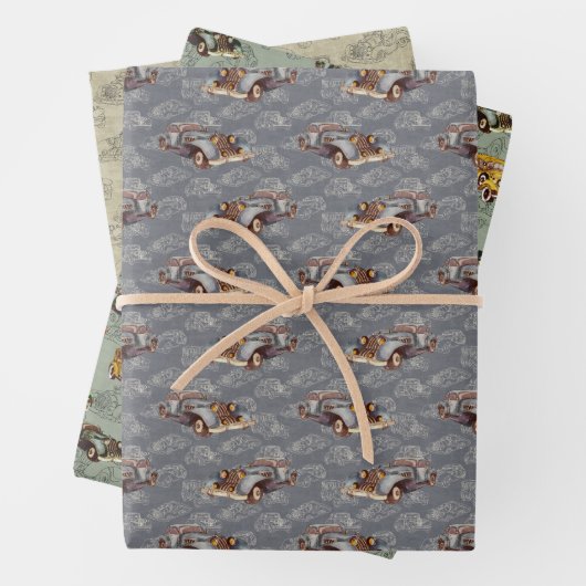 Klassische Autos Geschenkpapier Set (Beispiel)