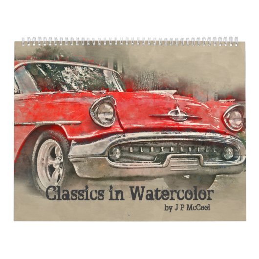 Klassische Autos im Aquarellkalender Kalender (Titelbild)