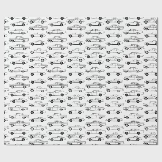 Klassische Autos in schwarzem Design Geschenkpapier (Flach)