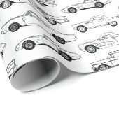 Klassische Autos in schwarzem Design Geschenkpapier (Rolleneckpunkt)