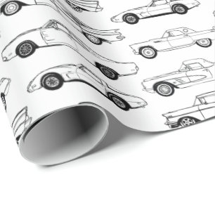 Klassische Autos in schwarzem Design Geschenkpapier