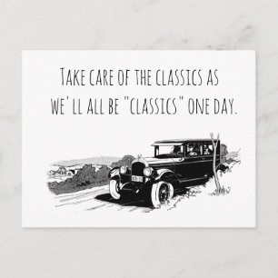 Klassische Autos pflegen Feiertagspostkarte