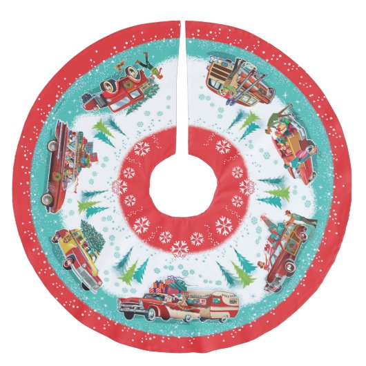 Klassische Autos Polyester Weihnachtsbaumdecke (Vorderseite)