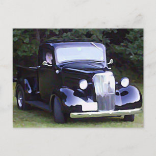 Klassische Autos - Vintage-Schwarzer Pickup-Truck Postkarte