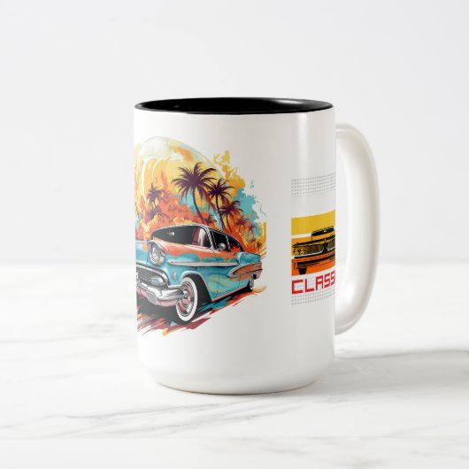 Klassische Autos Zweifarbige Tasse (VorderseiteRechts)