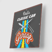 Klassische Autowerkstatt Retro Farben Typografie G Quadratische Wanduhr (Winkel)