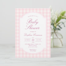 Klassische Baby-Party im rosafarbenen Gingham-Stil