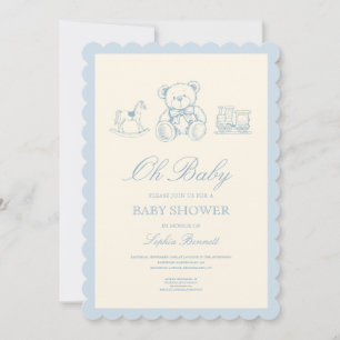 Klassische Baby-Party mit Pastellblauem Teddybär Einladung