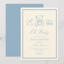 Klassische Baby Shower mit Pastellblauem Teddybär