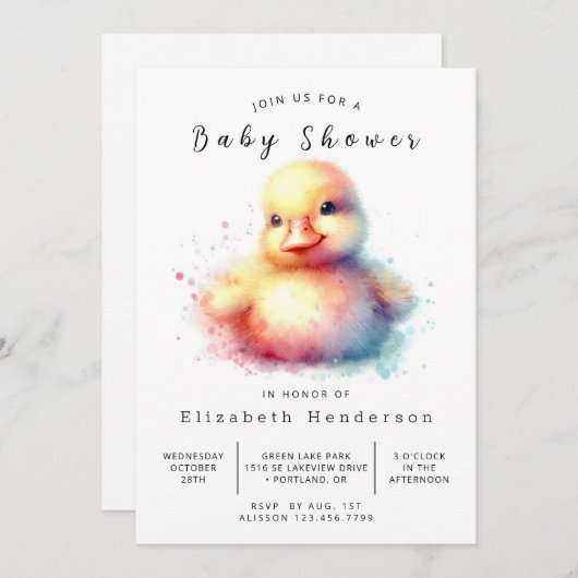 Klassische Babydusche für Custom Duck Einladung (Vorne/Hinten)