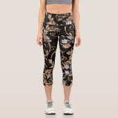 Klassische barocke Blume: schwarzer Hintergrund. Capri Leggings (Vorderseite)
