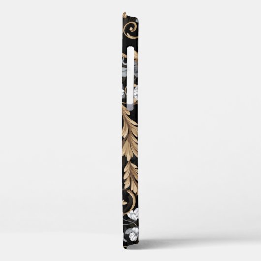 Klassische barocke Blume: schwarzer Hintergrund. Case-Mate iPhone Hülle (Rückseite / Links)