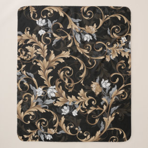 Klassische barocke Blumen: schwarzer Hintergrund. Sherpadecke