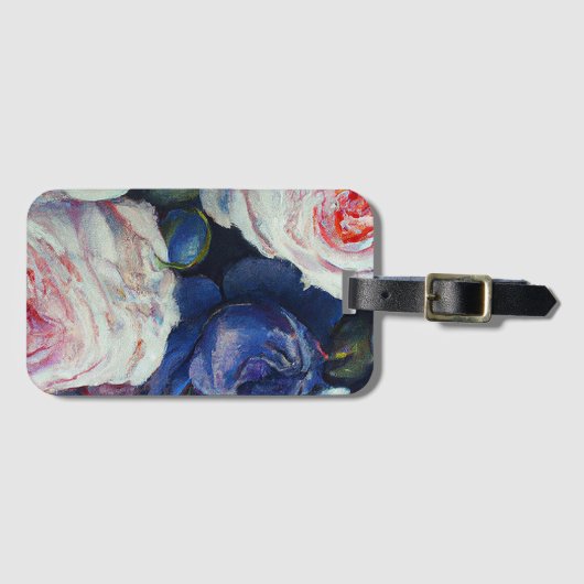 Klassische barocke Rose Blumendesign Gepäckanhänger (Vorderseite (Horizontal))