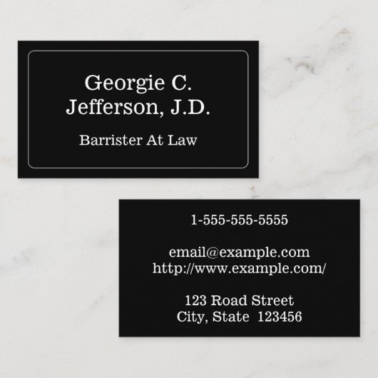 Klassische Barrister auf der juristischen Visitenk Visitenkarte (Vorne/Hinten)