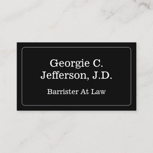 Klassische Barrister auf der juristischen Visitenk Visitenkarte (Vorderseite)