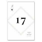 Klassische Bars Linien Doppelmonogramm Moderne Hoc Tischnummer (Rückseite)